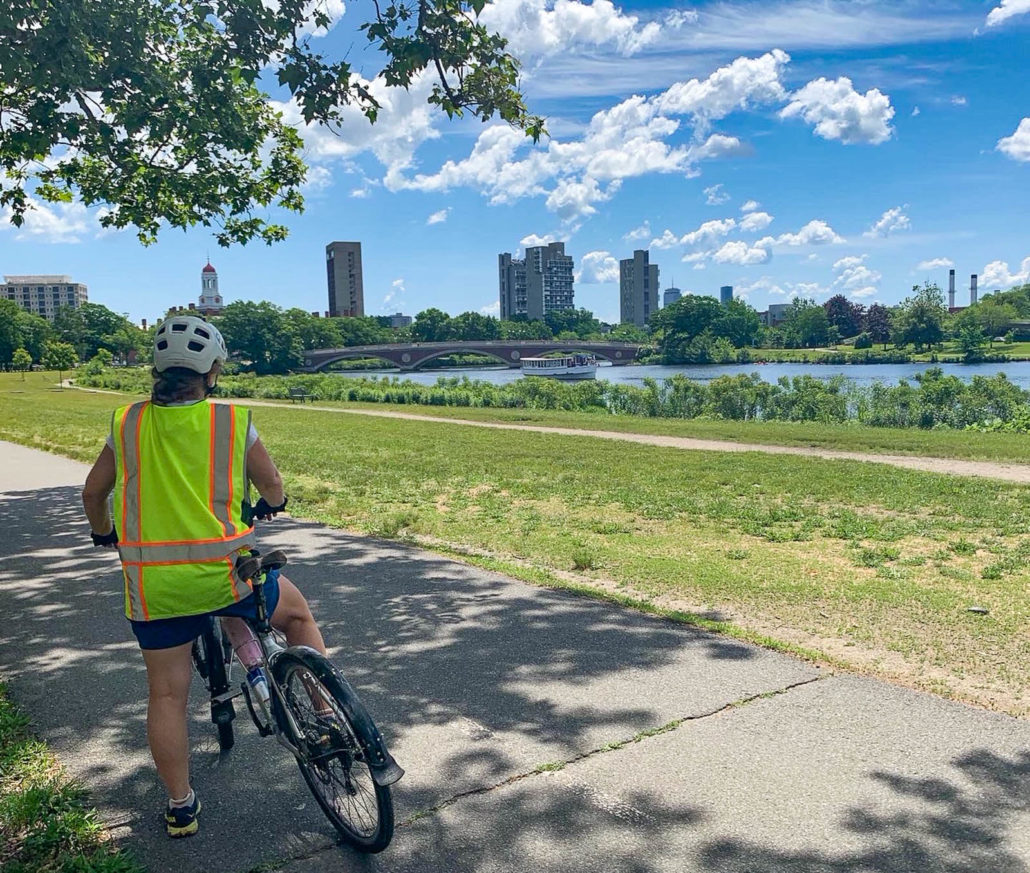Bike paths along the Charles River in Boston