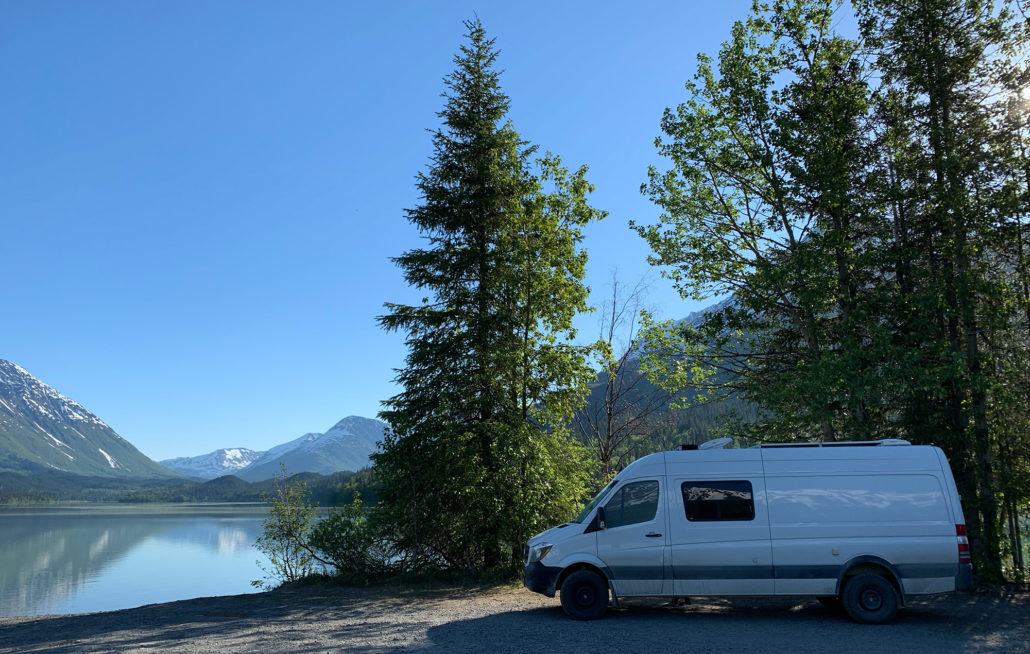A free dispersed campsite not far from Kenai Lake and Moose Pass, Alaska