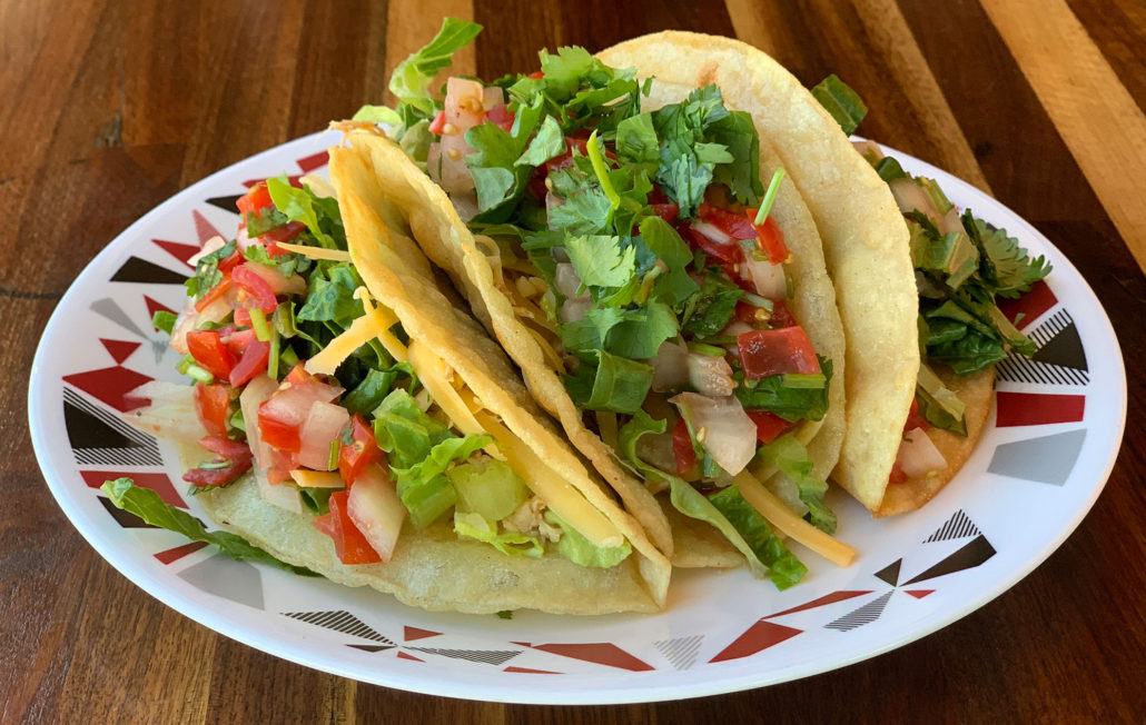 Chicken Tacos with soft corn tortilla shells