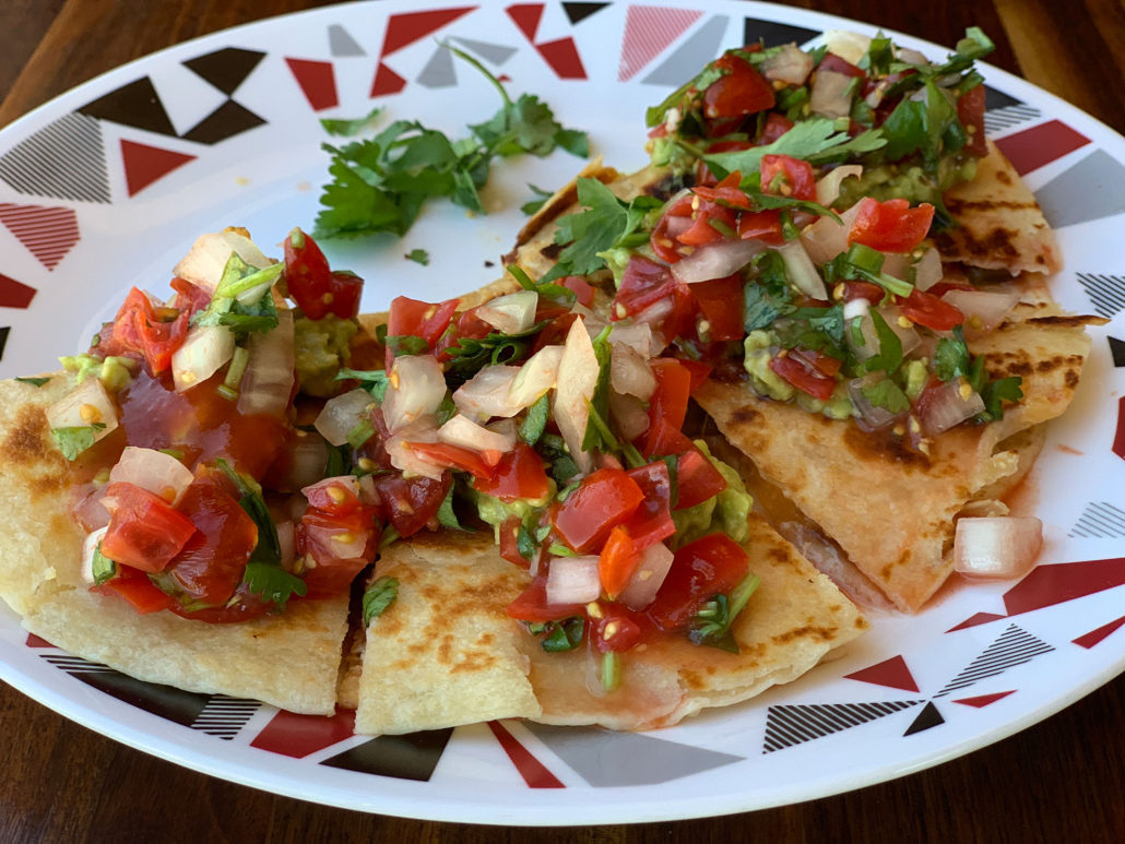 Chicken Quesadillas with crisp flour tortillas